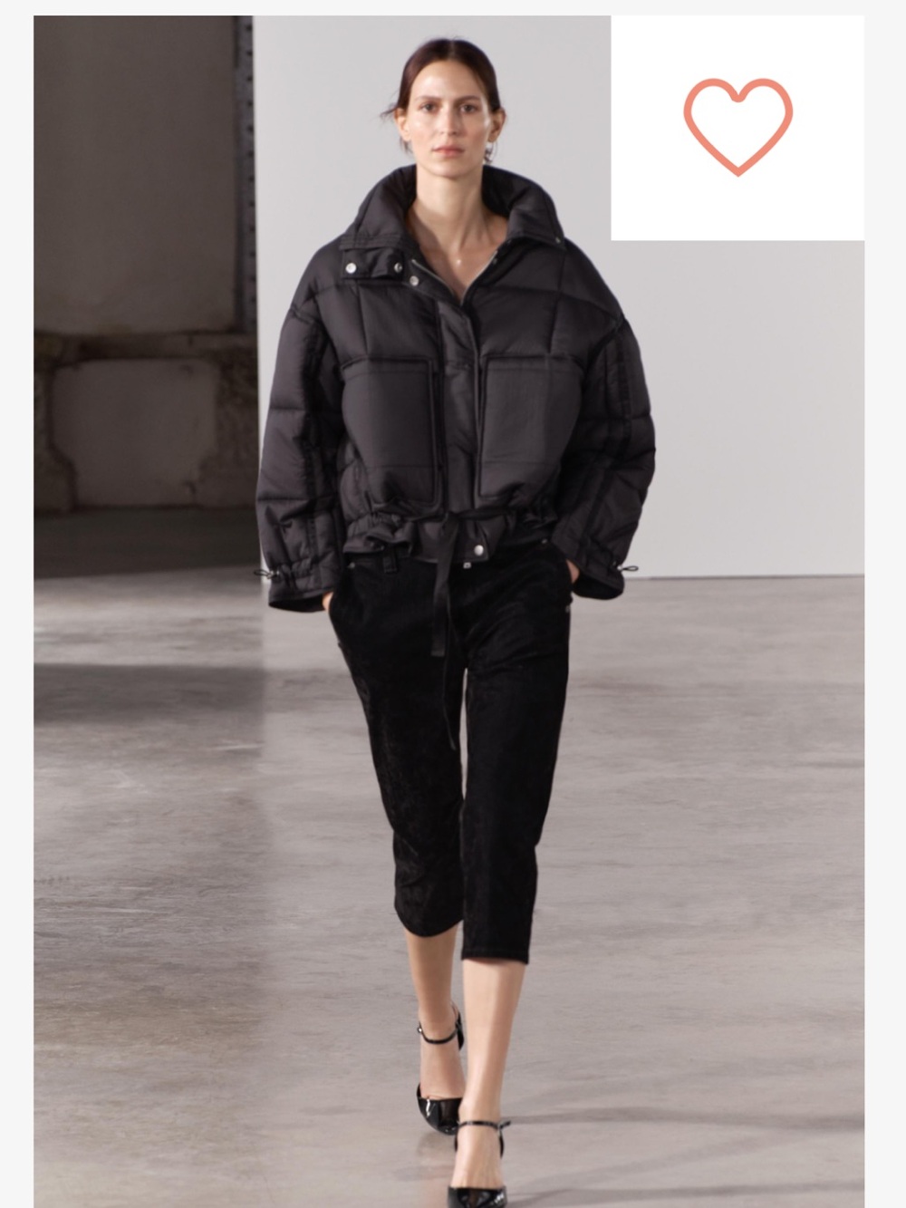 Zara Cropped Puffer Black Jacket Sz S
